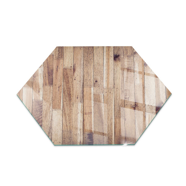 Esagonale vetro sotto stufa Tavola di legno nel layout