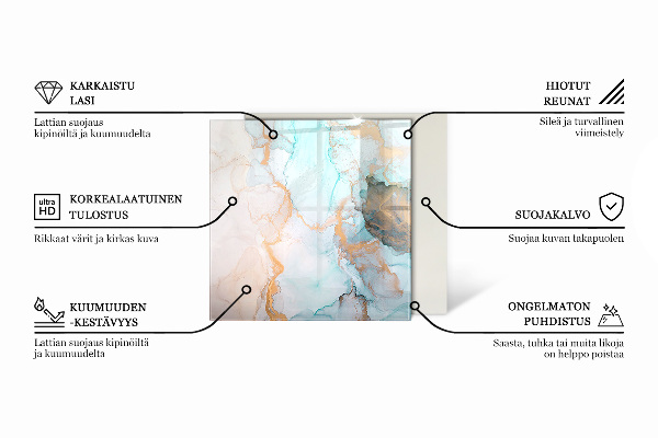 Esagonale vetro sotto stufa Colore avorio