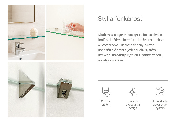 Mensola fluttuante in vetro 40x13 cm