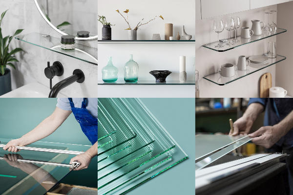 Mensola fluttuante in vetro 90x13 cm