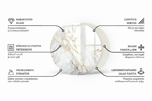 Top tavolo rotondo Marmo con venature delicate