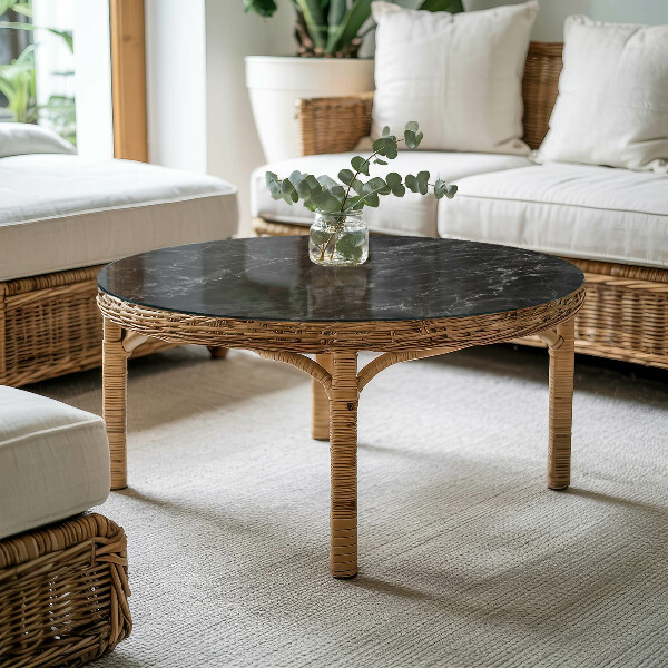 Top tavolo rotondo Marmo con venature delicate