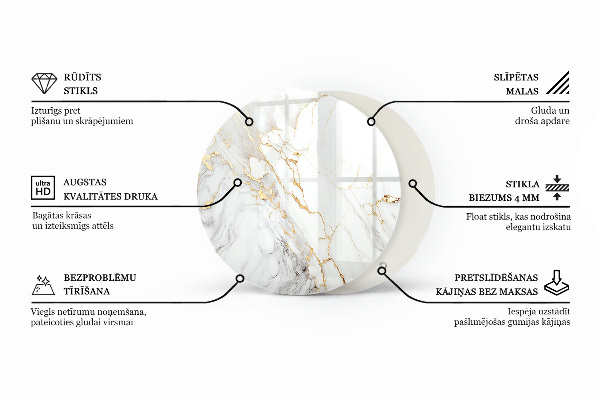 Top tavolo rotondo Venature del marmo nel design