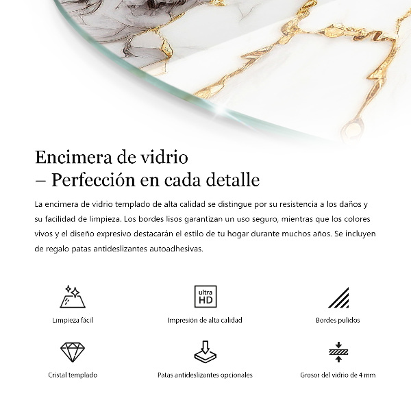 Top tavolo rotondo Motivo a trama di pietra