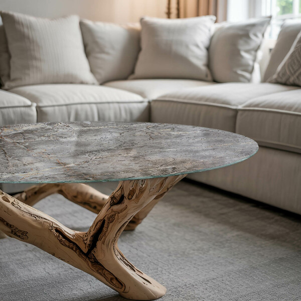 Top tavolo rotondo Elegante motivo in marmo