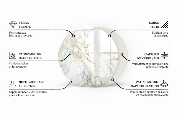 Top tavolo rotondo Elegante motivo in marmo