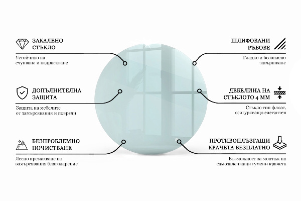 Piano rotondo per tavolo trasparente