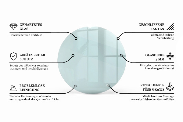 Piano rotondo per tavolo trasparente