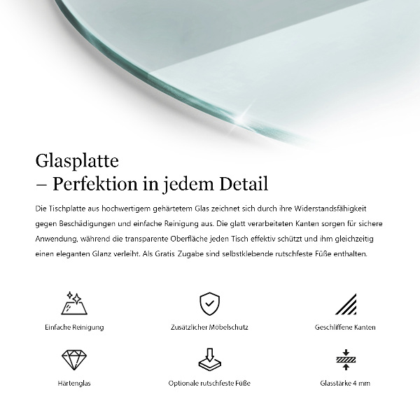 Piano rotondo per tavolo trasparente