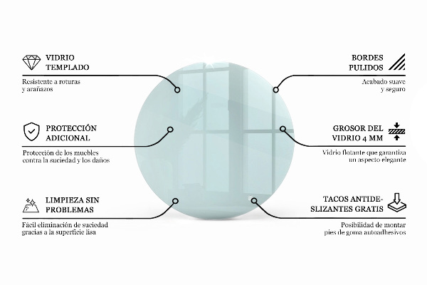 Piano rotondo per tavolo trasparente