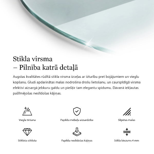 Piano rotondo per tavolo trasparente