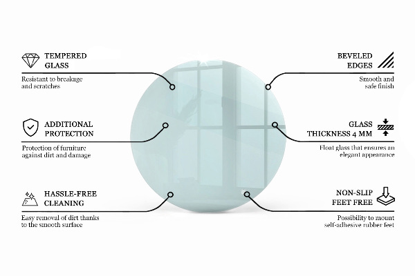 Piano rotondo per tavolo trasparente