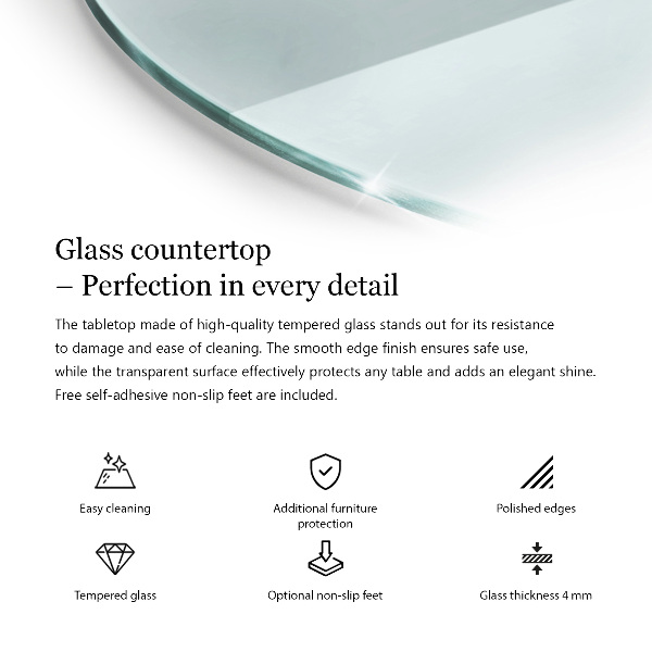 Piano rotondo per tavolo trasparente