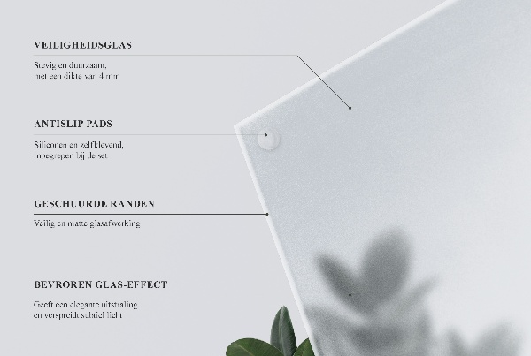 Piano in vetro traslucido per tavolo rettangolare