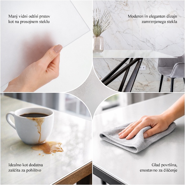 Piano in vetro traslucido per tavolo rettangolare