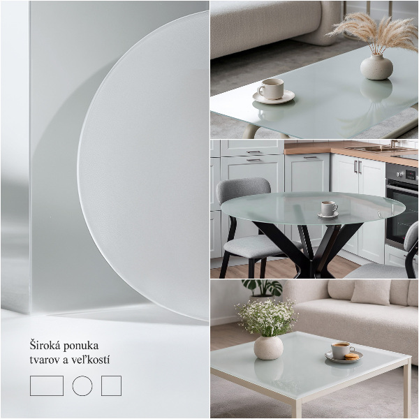 Piano in vetro traslucido per tavolo rettangolare