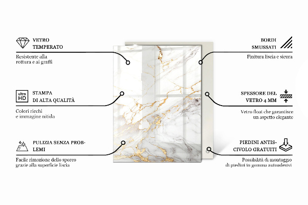 Piano del tavolo rettangolare Elegante motivo in marmo