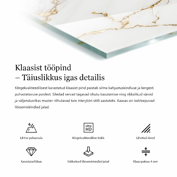 Piano del tavolo rettangolare Venature del marmo nel design