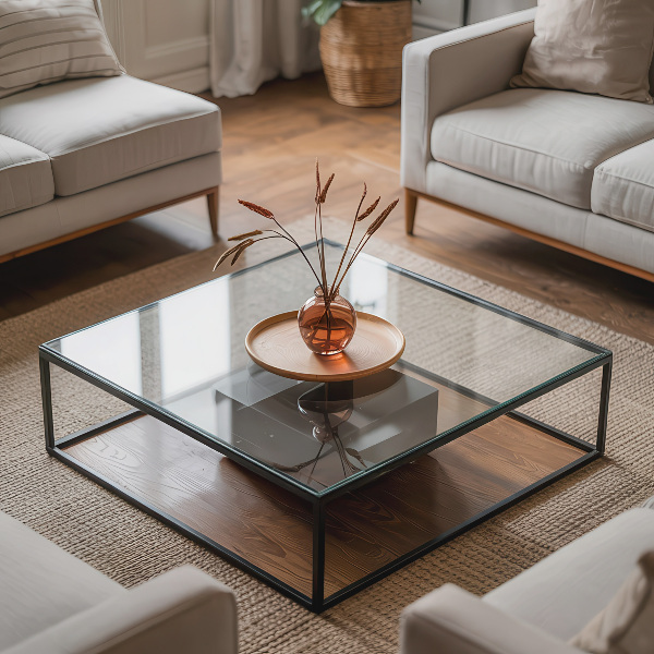 Piano di cristallo per tavolo rettangolare trasparente