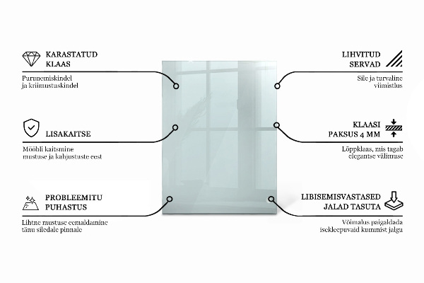 Piano di cristallo per tavolo rettangolare trasparente