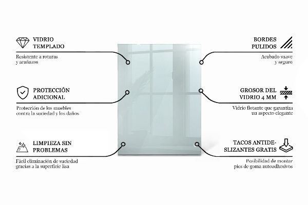 Piano di cristallo per tavolo rettangolare trasparente