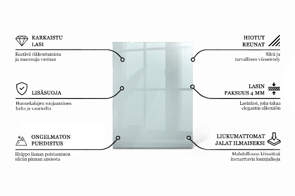Piano di cristallo per tavolo rettangolare trasparente
