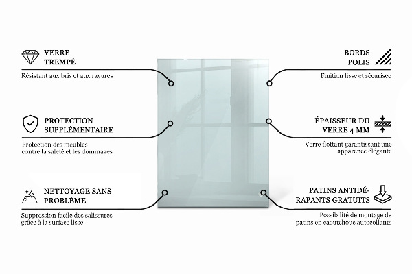 Piano di cristallo per tavolo rettangolare trasparente