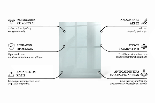 Piano di cristallo per tavolo rettangolare trasparente