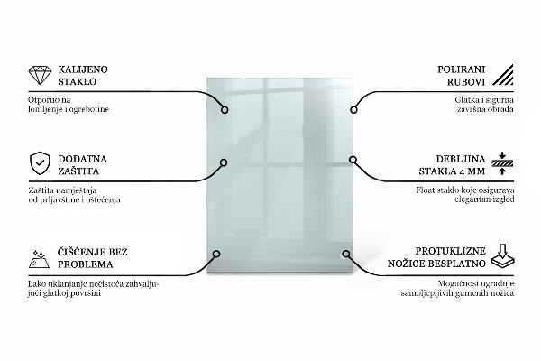 Piano di cristallo per tavolo rettangolare trasparente