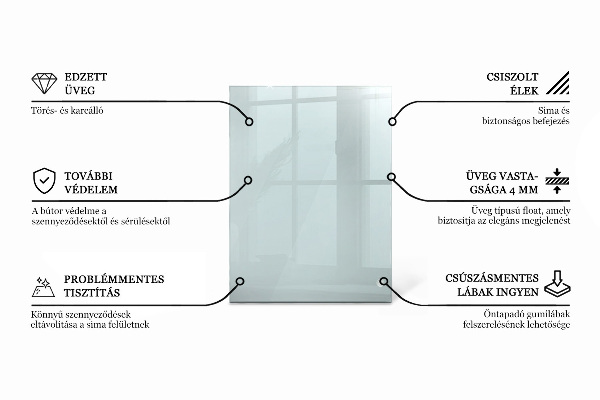 Piano di cristallo per tavolo rettangolare trasparente