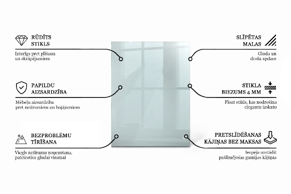 Piano di cristallo per tavolo rettangolare trasparente