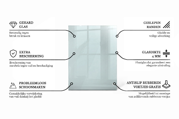 Piano di cristallo per tavolo rettangolare trasparente