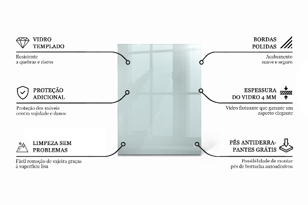 Piano di cristallo per tavolo rettangolare trasparente