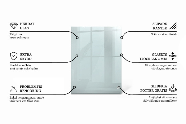 Piano di cristallo per tavolo rettangolare trasparente