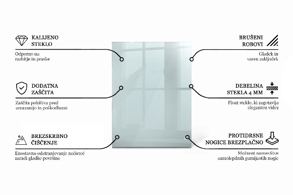 Piano di cristallo per tavolo rettangolare trasparente