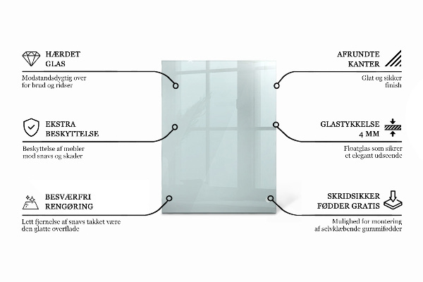 Piano di cristallo per tavolo rettangolare trasparente