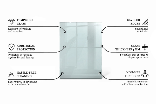Piano di cristallo per tavolo rettangolare trasparente
