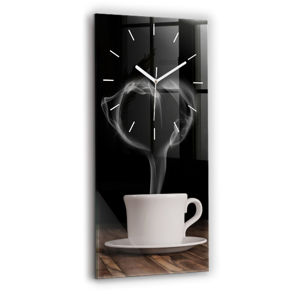 Orologio verticale Una tazza di caffè caldo
