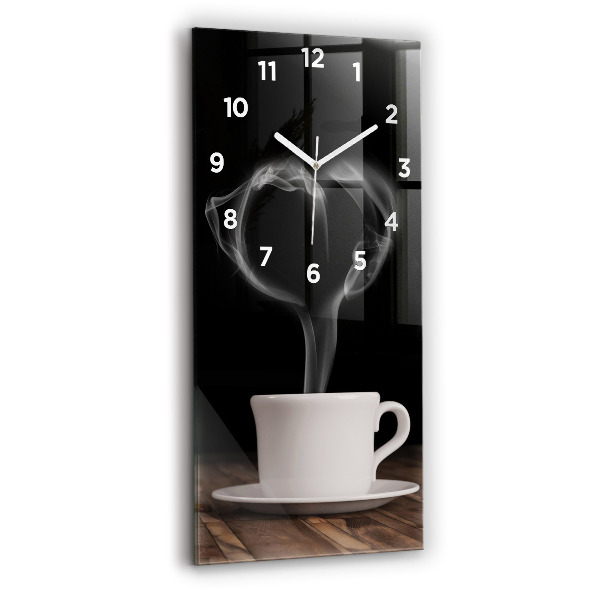 Orologio verticale Una tazza di caffè caldo
