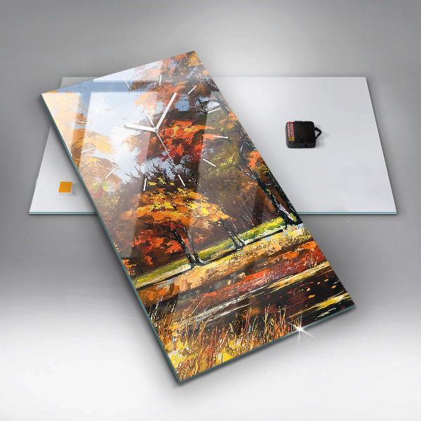 Orologio verticale Paesaggio autunnale con un fiume