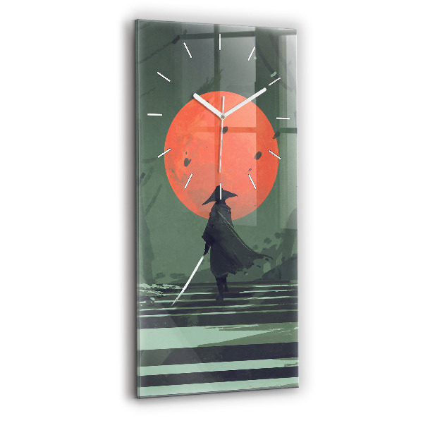 Orologio verticale in vetro Samurai nella foresta