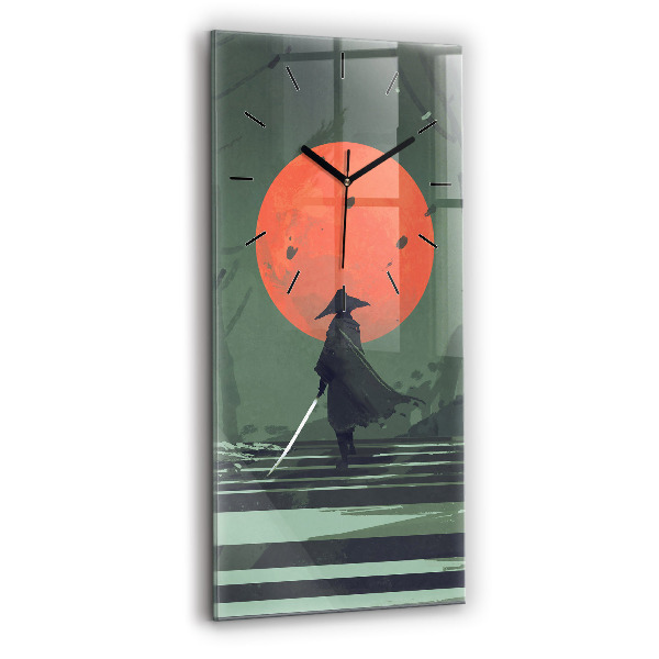 Orologio verticale in vetro Samurai nella foresta