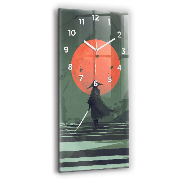 Orologio verticale in vetro Samurai nella foresta