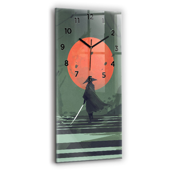 Orologio verticale in vetro Samurai nella foresta