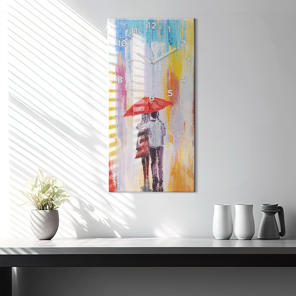 Orologio verticale Coppia sotto la pioggia