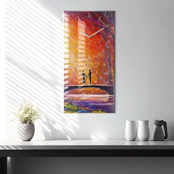 Orologio verticale in vetro Coppia nella foresta