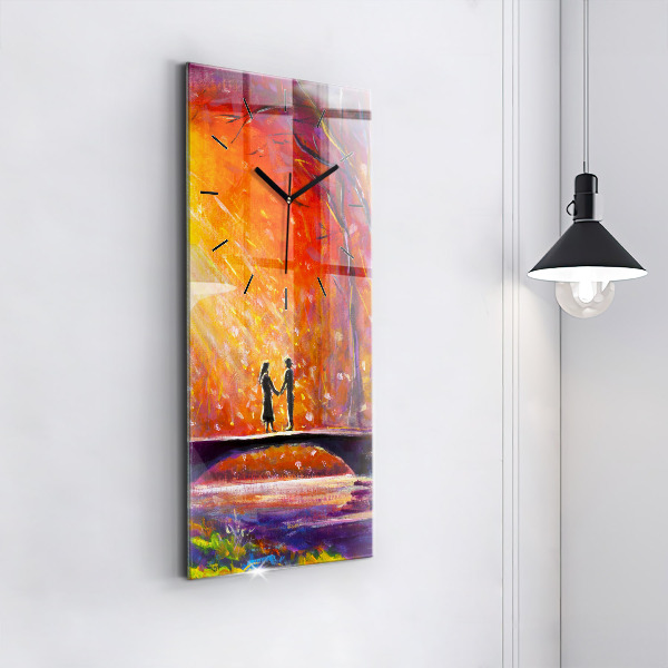 Orologio verticale in vetro Coppia nella foresta
