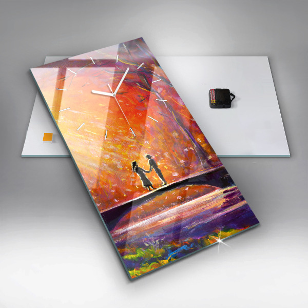 Orologio verticale in vetro Coppia nella foresta