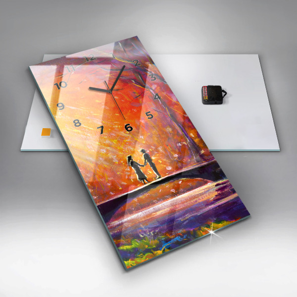 Orologio verticale in vetro Coppia nella foresta