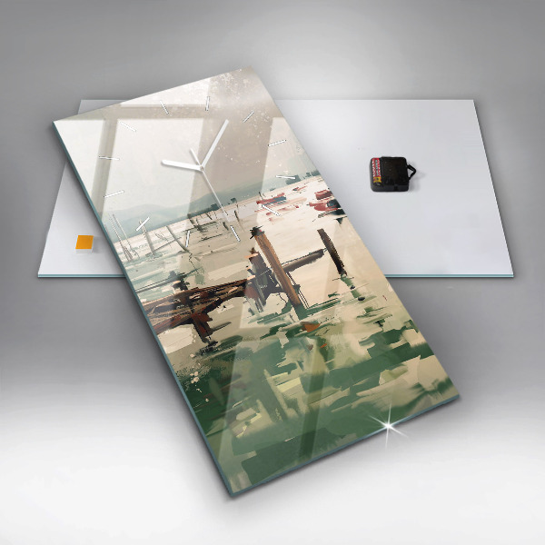 Orologio verticale Barche da pesca nel porto